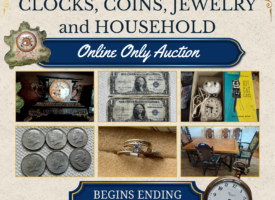 CLOCKS, COINS, JEWELRY and HOUSEHOLD